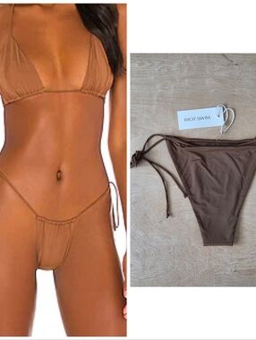 Riot Swim Bixi Tie Side Bikini Bottom Warm Brown Sugar